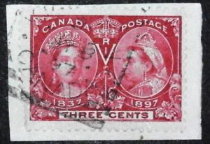 VERY STRONG RE-ENTRY IN CANADA 3c CARMINE VICTORIA  JUBILEE  Sc. # 53. ON PIECE.