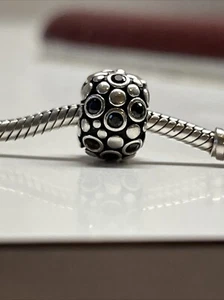 Pandora Sterling Silver Hinged Charm Onyx Encore Bead Retired Clamshell - Picture 1 of 7