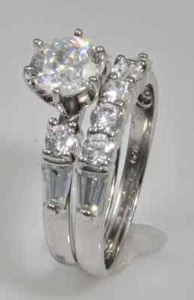 .75 ct Ring and Band Russian Quality CZ Simulated Moissanite Imitation SS Size 7 - Picture 1 of 6