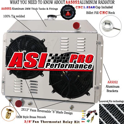 3 Row Radiator Fan Shroud FIT Ford Bronco F100 F150 F250 F350 1966-1979 1969 Foto 1 de 4