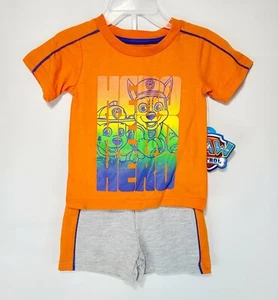 Paw Patrol Hero Toddler Boy Shirt & Short Set 2 Piece Outfit Orange Gray 12M 18M - Picture 1 of 5