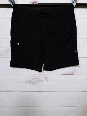 Pantalones cortos deportivos para mujer Style & Co talla 14 negros con bolsillos de tiro medio Foto 1 de 4