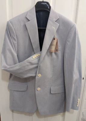 MENS 40R Blue/White Hardwick Pincord Stripe Cotton Blazer USA Spring/Summer NWT - Image 1 of 4