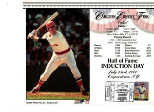 CARLTON FISK 2000 BASEBALL HALL OF FAME INDUCTION DAY CARD w/POST OFFICE FDC - Picture 1 of 1