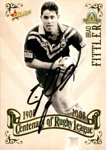 Signed 2008 SYDNEY ROOSTERS NRL Card BRAD FITTLER Centenary - Picture 1 of 3