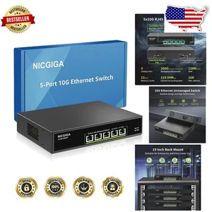 High-Speed 10G Ethernet Switch with 5 RJ45 Ports for Seamless Networking - Picture 1 of 9