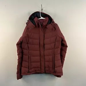 Pulse Womens Large Coat Jacket Red Puffer Zip Hooded Pockets Woven 22803 - Picture 1 of 9