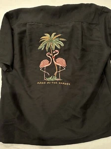 Pink flamingo Weekender Men’s Large Tall Black Shirt - Picture 1 of 7