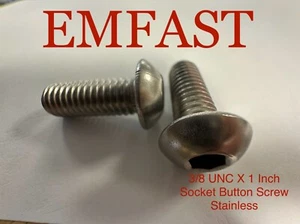 3/8 UNC x 1 inch Socket button head screw stainless steel Allen flat head - Picture 1 of 4
