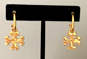 Vintage Anne Klein Gold Plated Maltese Cross Earrings - Pierced - Picture 1 of 7