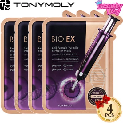 TONYMOLY Bio EX Cell Peptide Wrinkle Perfector Mask 30g x 4pcs Korean Cosmetics - Image 1 of 3