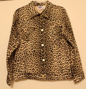 Chaqueta frontal con botones con estampado de leopardo de manga larga para mujer en marrón, negro y dorado talla M - Imagen 1 de 7