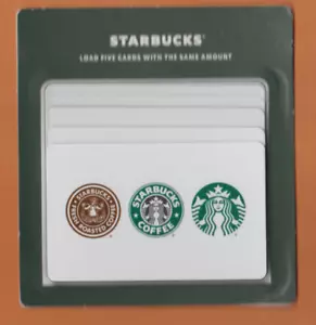 Carte regalo Starbucks retrò logo multipack da 5 nuove no $ - Foto 1 di 2