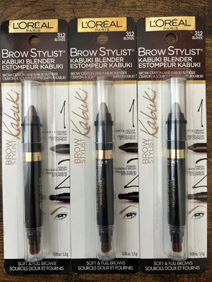 L'Oreal Paris Brow Stylist Kabuki Blender Brow Crayon, BLONDE 312, 3 Pack - Image 1 of 3
