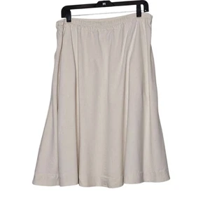 Island Spirit Kona Hawaii Silk Skirt Side Button Zip Pockets Beige Vintage L - Picture 1 of 9