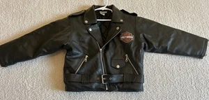 Harley Davidson Motorcycles PVC Simulated Leather Embroidered Jacket Kids Size 7 - Bild 1 von 6