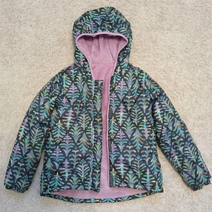 Columbia Youth Girls Reversible Coat Jacket Size Medium Lavender Fleece Puffer - Picture 1 of 8