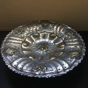 Antiker 20er Jahre großer Silberteller Fuß Ladegerät verziert geprägte florale Details - Bild 1 von 13