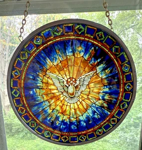 Louis C Tiffany inspiriert Heiliger Geist Kunst Glas Sonnenfänger 6,25 Durchmesser - Bild 1 von 3