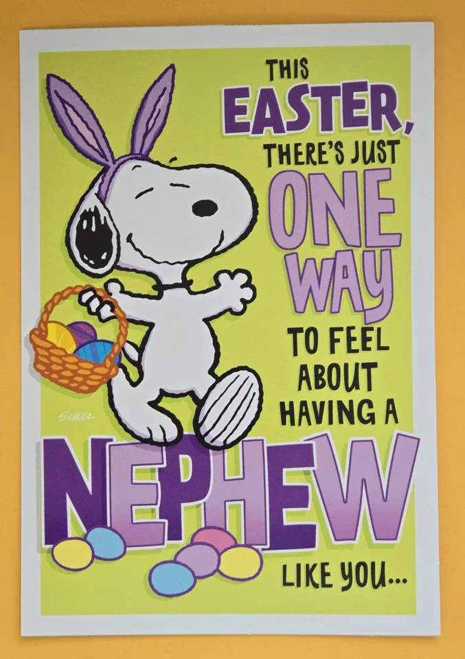 Tarjeta de felicitación de gran formato Snoopy/Sobrino Feliz Pascua (+ sobre 5,5x8").  Foto 1 de 4
