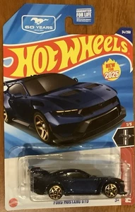 2025 HOT WHEELS BLUE FORD MUSTANG GTO 34/250 HW MUSTANG 60th 1/5 Diecast Toy Car - Picture 1 of 2