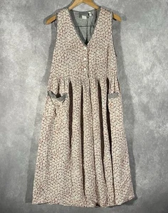 Vintage Carol Anderson Midi Dress Women S / P Red White Cottage Hippie Peasant - Picture 1 of 6
