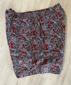 J Crew 5,5" Pier Short 100% Leinen Herren M Wave Batik Burgund Blau #CH206 SP 25 - Bild 1 von 15