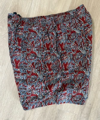 J Crew 5,5» пирс короткие 100% льняной мужской M волна батик бордовый синий #CH206 SP 25 - Изображение 1 из 4