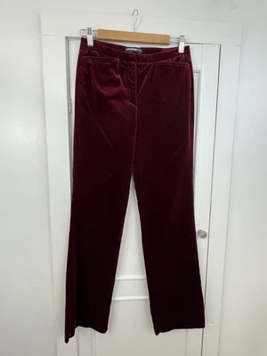 Pantalones Ellen Cambio Para Mujer Modernos Terciopelo Talla 8 Rojo Borgoña Fiesta Foto 1 de 4