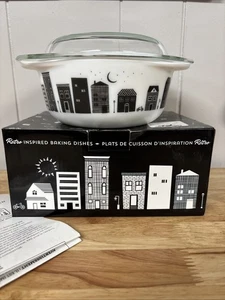 Modglass NOW Retro Designs Home Town Casserole Dish Quart Size W/ Box RARE - Picture 1 of 12