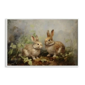 Wild Rabbits in Nature Framed Giclee Art Design by Petal Prints Design - Picture 1 of 9