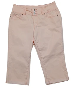 Pantalones de mezclilla capri Royalty Wannabettabutt rosa claro tiro medio con puños para mujer talla 12 - Imagen 1 de 6