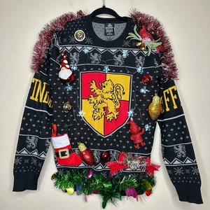 Maglione Brutto Natale Harry Potter Grifondoro si illumina Tinsel vincitore festa - Foto 1 di 5