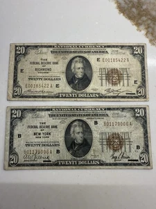 2x 1929 $10 Dollar Bills - NEW YORK And Richmond Federal Reserve - Picture 1 of 2