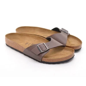 Men Birkenstock Madrid Footbed Sandals 46 / 13 Brown Birko-Flor Buckle Shoes New - Picture 1 of 7