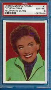 1960 Madison Confect "Recording Stars" #1 Georgia Gibbs Psa 8 (Pop 1 - 0 Higher) - Imagen 1 de 2