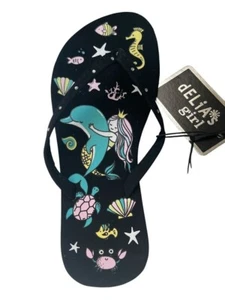 dELiA*'s Mädchen Strass Flip Flops - schwarz - Meerjungfrau unter dem Meer Muster 13/1 - Bild 1 von 3