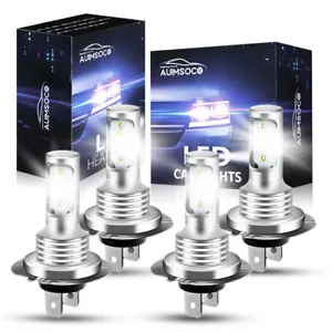 4Pcs H7 LED Headlights Bulbs 10000K High Low Beams Kit Combo Super White Bright - Foto 1 di 12