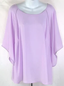 Worthington chiffon flowy top 2X Purple 3/4 Draped Angel sleeves fairy Romantic - Picture 1 of 5