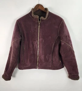 Chaqueta Kuhl para mujer M Sherpa piel de oveja cremallera completa imitación gamuza abrigo marrón - Imagen 1 de 11