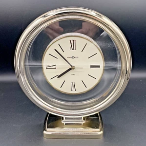 Howard Miller Quartz Desk Clock - Cream White Face - Clear - Gold - 4RP691 - Picture 1 of 8