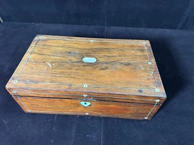 Escritorio de viaje con incrustaciones de palo de rosa y madreperla, original, años 1850, envío asegurado gratuito Foto 1 de 4