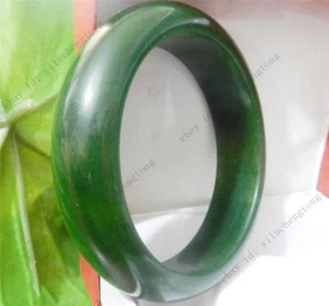 Pretty Natural Dark Green Jadeite Jade Gemstone Bangle Bracelet 58-60mm Jewelry - Picture 1 of 4