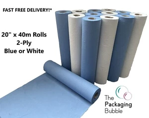 Premium Quality 20" Couch Rolls Hygiene Massage Salon Beauty Paper Blue White - Picture 1 of 29