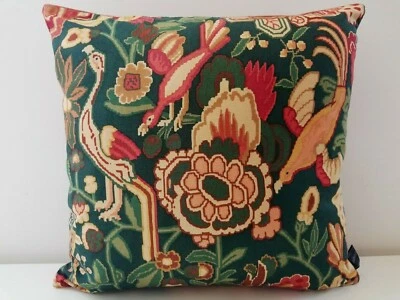 Liberty Morris Haughton Green Vintage Floral & Tan Velvet Fabric Cushion Cover - Image 1 of 4