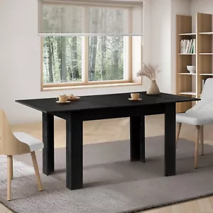 Oikiture 160cm Extendable Dining Table Kitchen Restaurant Cafe Table Black - Picture 1 of 10