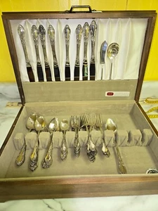 1881 Rogers Bros Oneida Enchantment 52 Pc Silverplate Flatware w/tarn resist box - Picture 1 of 24