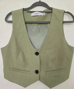Bershka Girl's Green M Waistcoat Top Sleevesless Nice Condotion - Picture 1 of 4