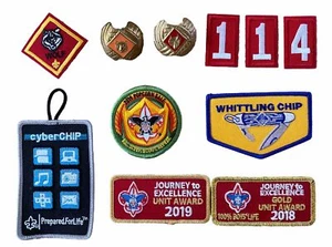 Mixed Lot of 11: BSA Boy Scouts America Iron On Patches Numbers Scarf Slides - Picture 1 of 2