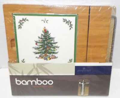 TABLERO Y CORTADOR DE QUESO BAMBÚ árbol de Navidad SPODE de PIMPERNEL (L@@K**NUEVO***HTF) Foto 1 de 4